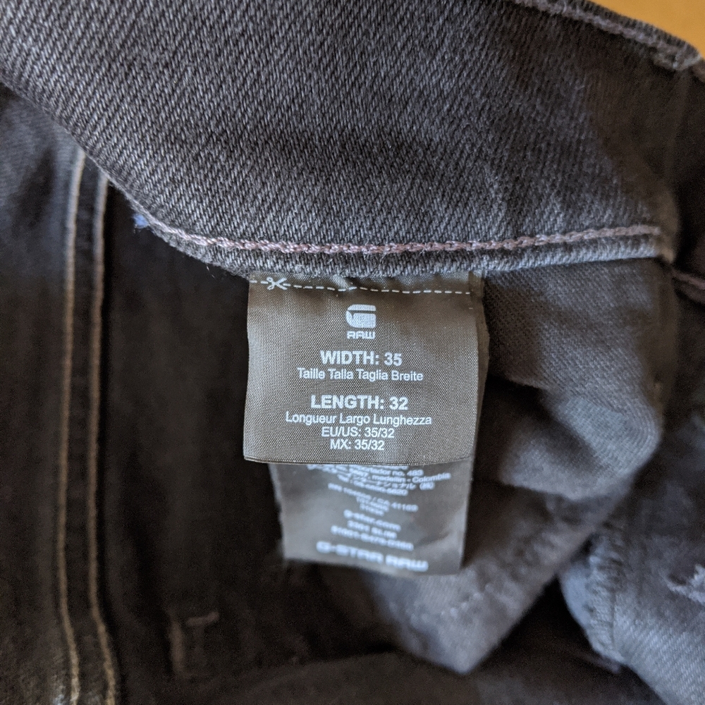 G Star men denim jeans coated waxed black slim fit 35x32